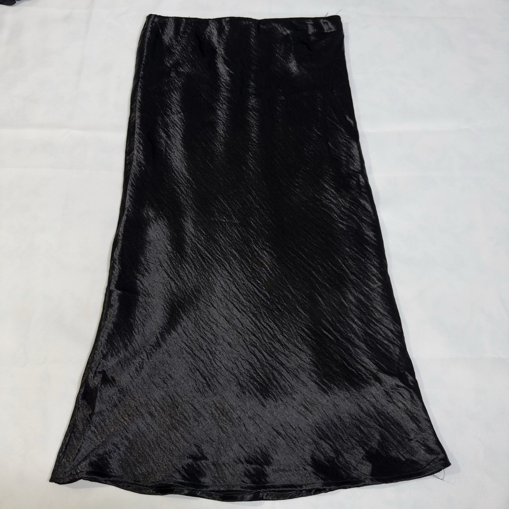 Adrienne M Silky Satin Charmeuse Midi Skirt Luxury Old Money Interview Timeless - Picture 3 of 8